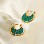 Gold Plated Crescent Moon Dangle Earrings – Minimalist Stainless Steel Drop Design with Boho Gemstone Accents
