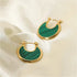 Gold Plated Crescent Moon Dangle Earrings – Minimalist Stainless Steel Drop Design with Boho Gemstone Accents