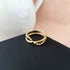 Double Layer Beaded Chain Ring – 18K Gold Plated Stainless Steel Statement Band with Minimalist Stacked Design