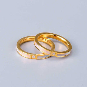 Stackable Ring with Mother of Pearl & CZ – 18K Gold Plated Stainless Steel, Elegant Dainty Band for Layering