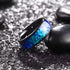 8mm Black Tungsten Carbide Wedding Band – Crushed Blue Purple Shell Inlay Ring – Durable Comfort Fit for Men & Women