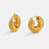 Gold Plated Stainless Steel Chunky Hollow Hoop Earrings – Spiral Screw Thread Design, Bold and Stylish Statement
