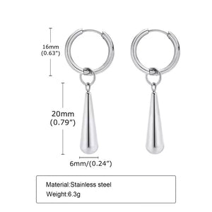 Stainless Steel Teardrop Huggie Hoop Earrings in Silver & Gold – Sleek Drop Design for Everyday Minimalist Style