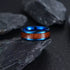 8mm Blue Tungsten Carbide Wedding Band Ring with Wood Inlay – Rustic & Modern Style for Men and Women – Comfort Fit