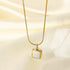 Gold Stainless Steel Necklace with Cushion Mother of Pearl Pendant, Twisted Chain, Elegant Minimalist Jewelry
