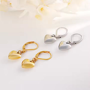Heart Pendant Necklace & Earrings Set – Stainless Steel Jewelry in Gold & Silver, Minimalist Matching Gift Set