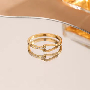 Elegant Teardrop CZ Stone Ring for Women, Stainless Steel Gold & Silver Finish Fashion Jewelry, Hypoallergenic Gift