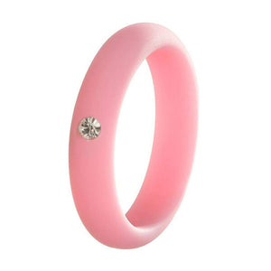 5MM Silicone Ring with Sparkling CZ Diamond – Slim, Flexible & Stylish Alternative for Active Lifestyles