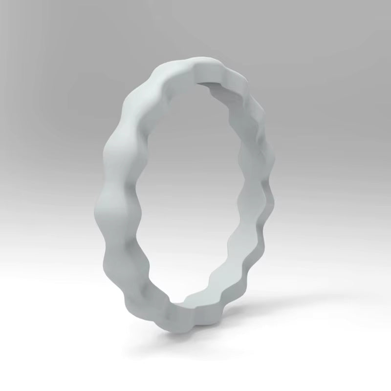 Wave Pattern Silicone Ring for Men – Flexible Rubber Band with Wavy Texture, Lightweight & Daily Comfort