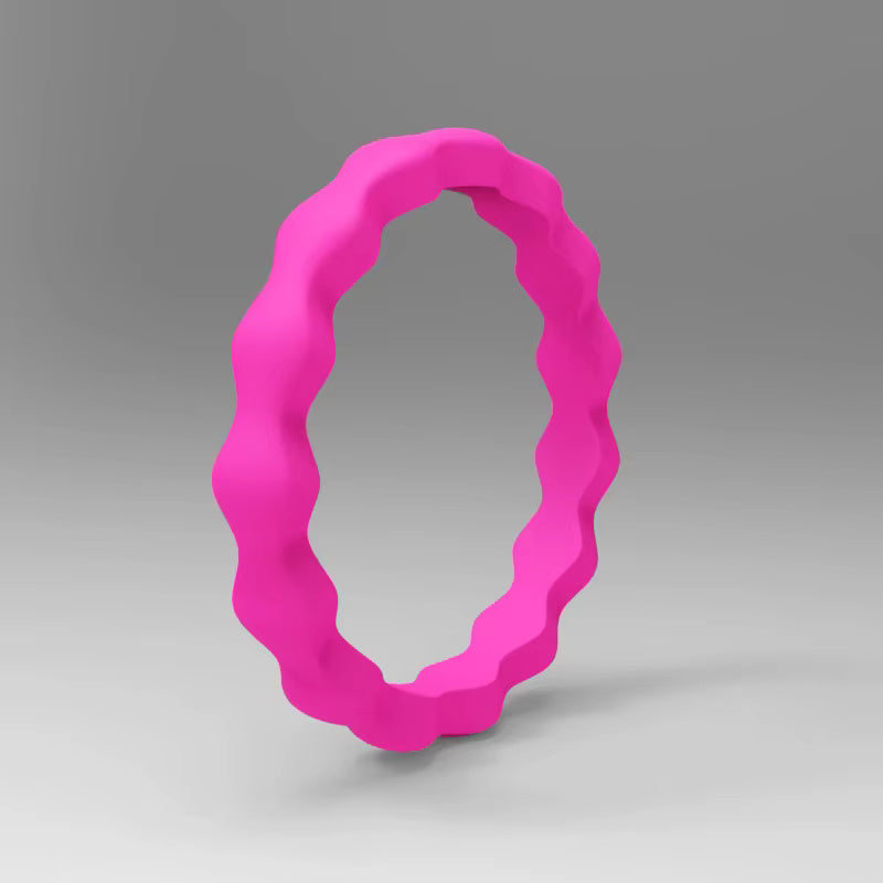 Wave Pattern Silicone Ring for Men – Flexible Rubber Band with Wavy Texture, Lightweight & Daily Comfort