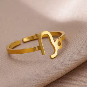 Adjustable Zodiac Ring for Women, 12 Constellations Aesthetic Stainless Steel Rings in Gold & Silver, Horoscope Jewelry