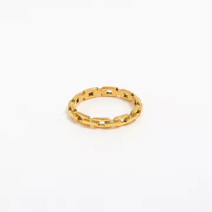 Gold Plated Dainty Link Chain Ring for Women, Stainless Steel, Stackable Minimalist Jewelry, Everyday Band