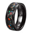 8mm Tungsten Carbide Ring with Galaxy Opal Meteorite Inlay – Hammered Finish Wedding Band for Men – Black or Silver Color
