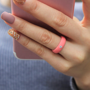 5.7MM Silicone Ring with Sparkling CZ Diamond – Lightweight, Flexible & Stylish Band for Everyday Comfort