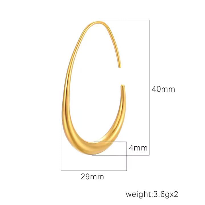 Minimalist Long Hook Dangle Earrings for Women, Stainless Steel Drop Design, Elegant Gold & Silver Tones