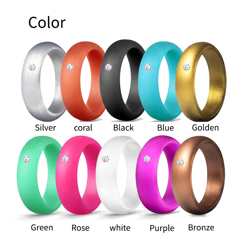5.7MM Silicone Ring with Sparkling CZ Diamond – Lightweight, Flexible & Stylish Band for Everyday Comfort