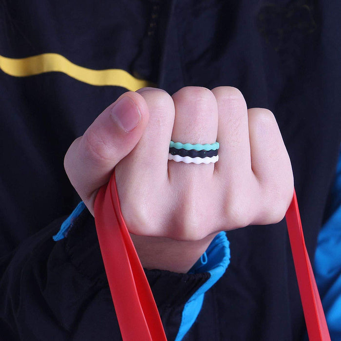 Wave Pattern Silicone Ring for Men – Flexible Rubber Band with Wavy Texture, Lightweight & Daily Comfort