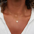 Gold Stainless Steel Necklace with Cushion Mother of Pearl Pendant, Twisted Chain, Elegant Minimalist Jewelry