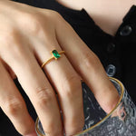 Emerald Cut Solitaire CZ Engagement Ring for Women, Gold Plated Stainless Steel, Dainty Rectangle Design