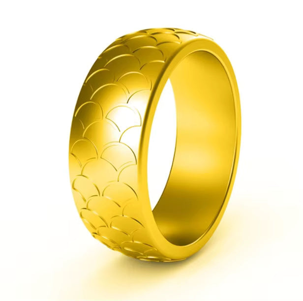 Fish Scale Silicone Ring for Men – Textured, Flexible Rubber Band with Unique Scale Pattern for Daily Wear
