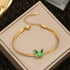 Gold Plated Stainless Steel Green Butterfly Anklet – Dainty Women’s Chain Ankle Bracelet for Summer & Beachwear