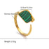 Adjustable Malachite Ring – Stainless Steel Statement Jewelry in Gold, Rose Gold, or Silver with Green Stone Accent