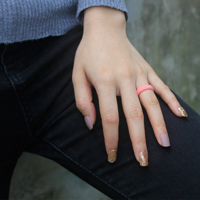 5.7MM Silicone Ring with Sparkling CZ Diamond – Lightweight, Flexible & Stylish Band for Everyday Comfort