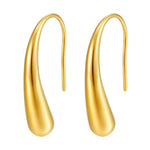 Minimalist Oval Loop Drop Earrings, Long Hook Dangle Earrings, Stainless Steel Design in Gold and Silver Tones