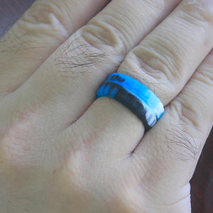 Men's Tire Pattern Silicone Wedding Ring – Durable Rubber Design, Comfortable Fit, Great for Active Lifestyle