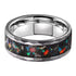 8mm Tungsten Carbide Ring with Galaxy Opal Meteorite Inlay – Hammered Finish Wedding Band for Men – Black or Silver Color