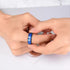 8mm Black Tungsten Carbide Ring with Red or Blue Meteorite Inlay and Deer Arrow Design – Hunter Wedding Band
