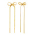 Stainless Steel Bow Tie Stud Earrings with Herringbone Tassel Chain – Elegant Drop Dangle Style in Silver or Gold