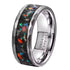 8mm Tungsten Carbide Ring with Galaxy Opal Meteorite Inlay – Hammered Finish Wedding Band for Men – Black or Silver Color