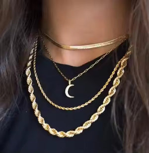 Bold Rope Chain Necklace in Gold – Stainless Steel, Multiple Thicknesses & Lengths