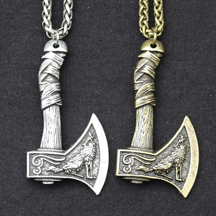 Men’s Viking Axe Pendant Necklace – Stainless Steel, Available in Gold, Silver & Black Finishes