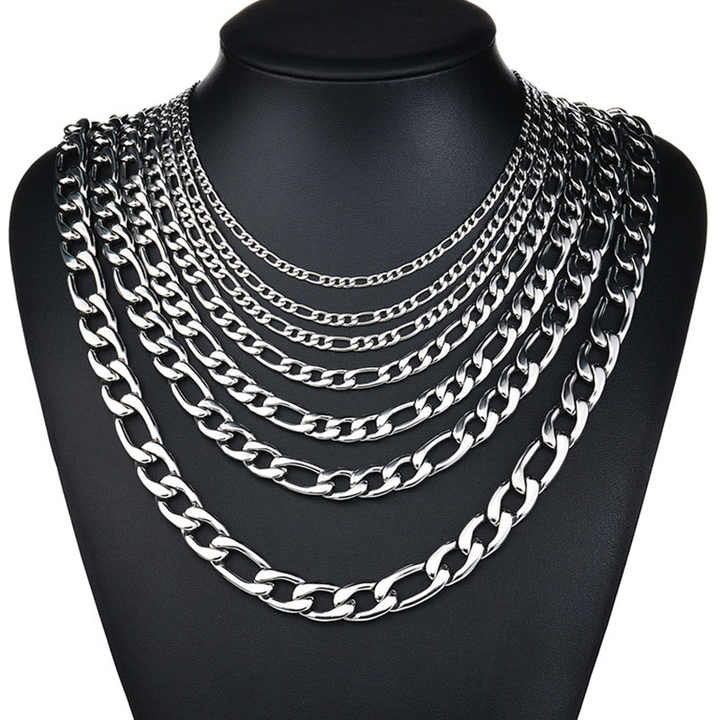 Classic Figaro Chain Necklace – Silver Plated Cuban Link for Men & Women, Everyday Minimalist Jewelry