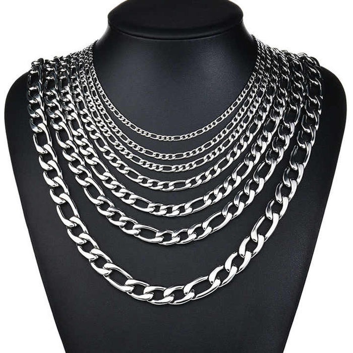 Classic Figaro Chain Necklace – Silver Plated Cuban Link for Men & Women, Everyday Minimalist Jewelry