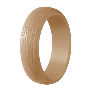 Bark Pattern Silicone Ring for Women – Textured, Lightweight Rubber Band with Nature-Inspired Woodgrain Design