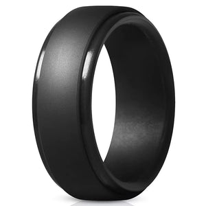 Men's Edge Silicone Ring – Stylish Comfort Fit Wedding Band with Dual Finish Design for Workout & Everyday Wear
