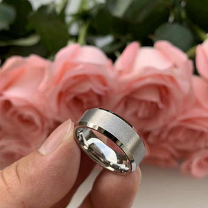 8mm White Tungsten Carbide Wedding Band Ring – Unisex Matte Finish Comfort Fit – Scratch Resistant & Durable