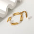 18K Gold Plated Stainless Steel Freshwater Pearl Bracelet – Chunky Gold Link Chain Minimalist Jewelry for Women