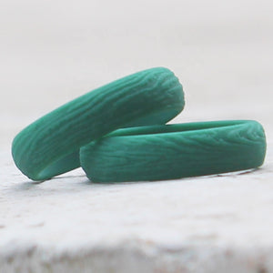 Bark Pattern Silicone Ring for Women – Textured, Lightweight Rubber Band with Nature-Inspired Woodgrain Design
