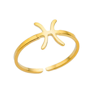 Adjustable Zodiac Ring for Women, 12 Constellations Aesthetic Stainless Steel Rings in Gold & Silver, Horoscope Jewelry