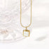 Gold Stainless Steel Necklace with Cushion Mother of Pearl Pendant, Twisted Chain, Elegant Minimalist Jewelry