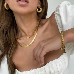Gold Plated Stainless Steel Chunky Hollow Hoop Earrings – Spiral Screw Thread Design, Bold and Stylish Statement