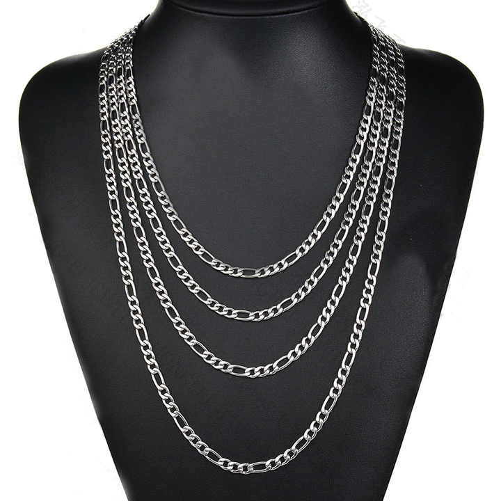Classic Figaro Chain Necklace – Silver Plated Cuban Link for Men & Women, Everyday Minimalist Jewelry