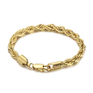 Men's Rope Chain Bracelet, Stainless Steel, Braided Design, Gold & Silver Color, Bold Everyday Jewelry