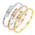 Roman Numeral Bangle Bracelet – Gold Plated Stainless Steel with Cubic Zirconia Inlay, Minimalist Elegant Style
