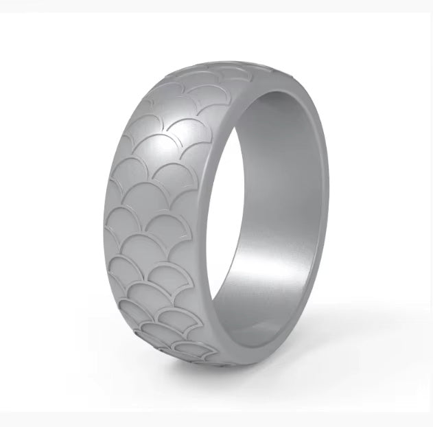 Fish Scale Silicone Ring for Men – Textured, Flexible Rubber Band with Unique Scale Pattern for Daily Wear