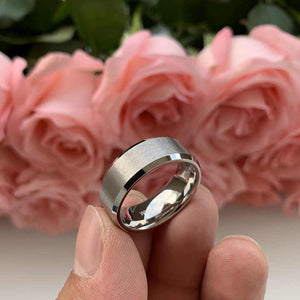 8mm White Tungsten Carbide Wedding Band Ring – Unisex Matte Finish Comfort Fit – Scratch Resistant & Durable